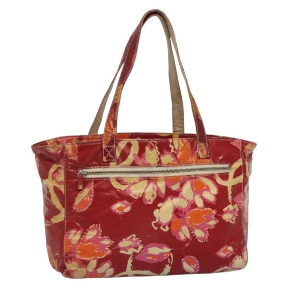 CHANEL High Summer Tote Bag Vinyl Red Silver CC Auth - Picture 2 of 16